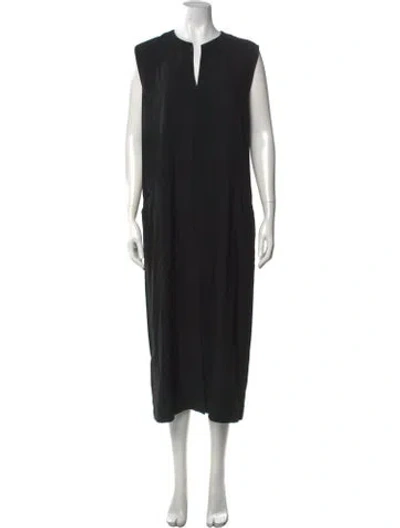 Pre-owned Zero + Maria Cornejo V-neck Midi Length Dress In Black