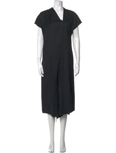 Pre-owned Zero + Maria Cornejo V-neck Midi Length Dress In Black