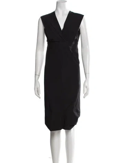 Pre-owned Zero + Maria Cornejo V-neck Midi Length Dress In Black