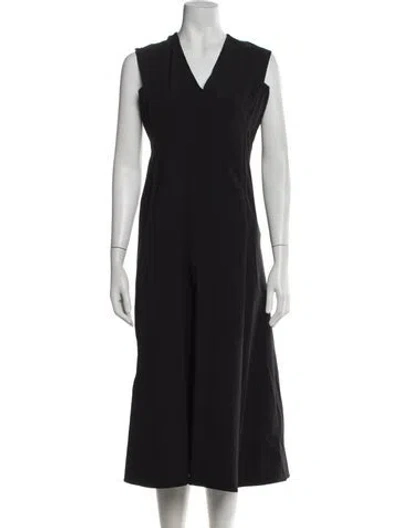 Pre-owned Zero + Maria Cornejo V-neck Midi Length Dress In Black