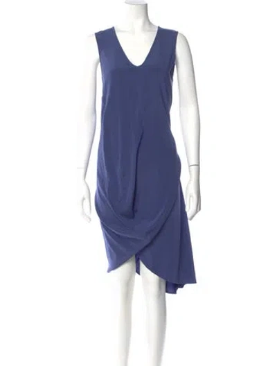 Pre-owned Zero + Maria Cornejo V-neck Midi Length Dress In Blue
