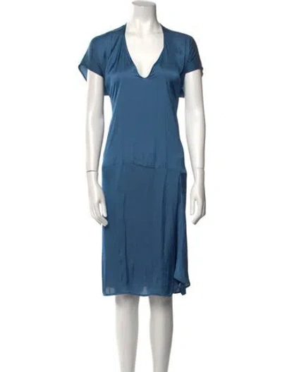 Pre-owned Zero + Maria Cornejo V-neck Midi Length Dress In Blue