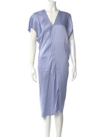 Pre-owned Zero + Maria Cornejo V-neck Midi Length Dress In Blue