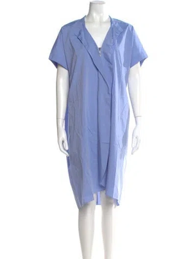 Pre-owned Zero + Maria Cornejo V-neck Midi Length Dress In Blue