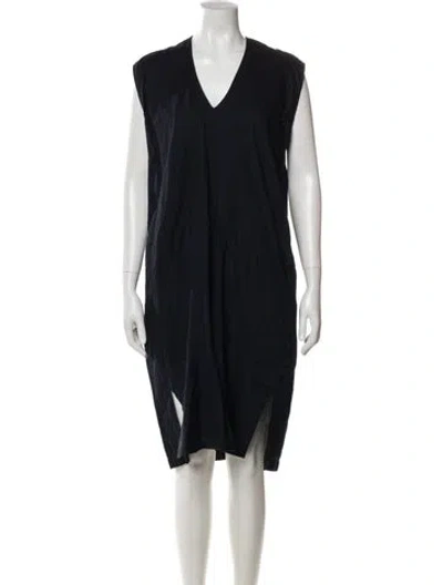 Pre-owned Zero + Maria Cornejo V-neck Midi Length Dress In Blue