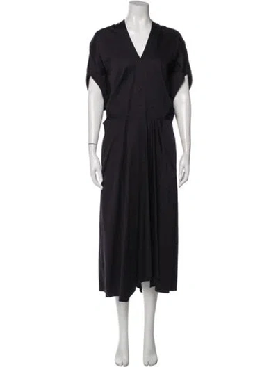 Pre-owned Zero + Maria Cornejo V-neck Midi Length Dress In Blue