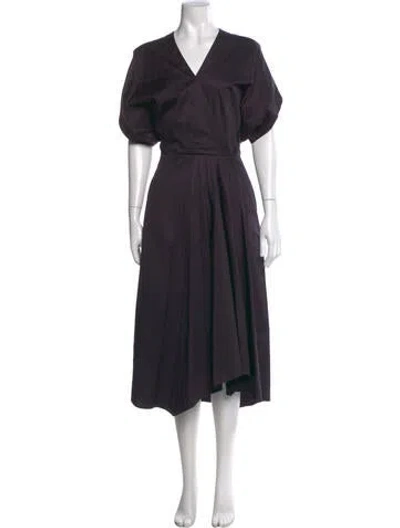 Pre-owned Zero + Maria Cornejo V-neck Midi Length Dress In Blue