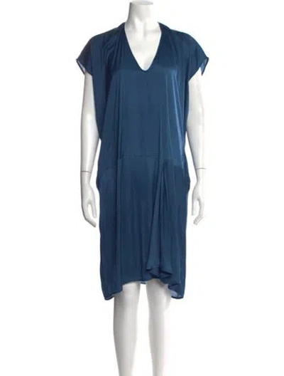 Pre-owned Zero + Maria Cornejo V-neck Midi Length Dress In Blue