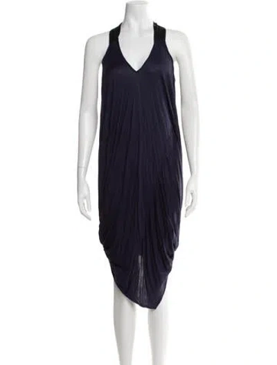 Pre-owned Zero + Maria Cornejo V-neck Midi Length Dress In Blue