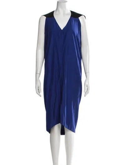 Pre-owned Zero + Maria Cornejo V-neck Midi Length Dress In Blue