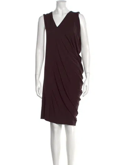 Pre-owned Zero + Maria Cornejo V-neck Midi Length Dress In Brown