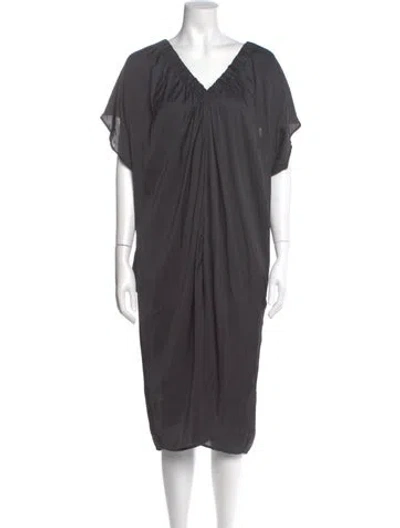Pre-owned Zero + Maria Cornejo V-neck Midi Length Dress In Gray