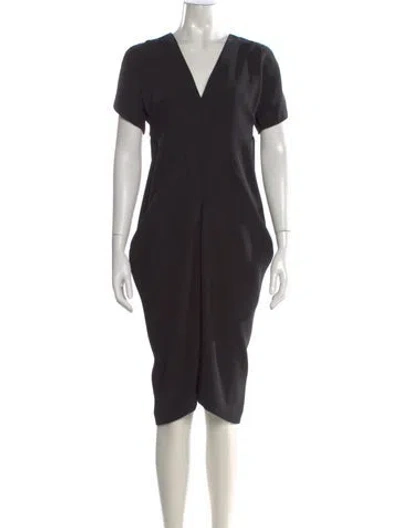 Pre-owned Zero + Maria Cornejo V-neck Midi Length Dress In Gray