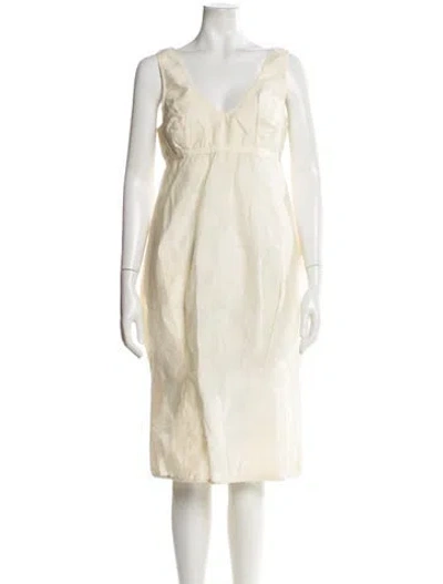Pre-owned Zero + Maria Cornejo V-neck Midi Length Dress In Neutral