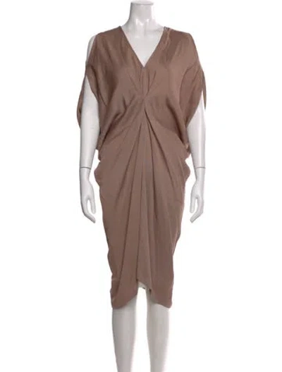 Pre-owned Zero + Maria Cornejo V-neck Midi Length Dress In Neutral