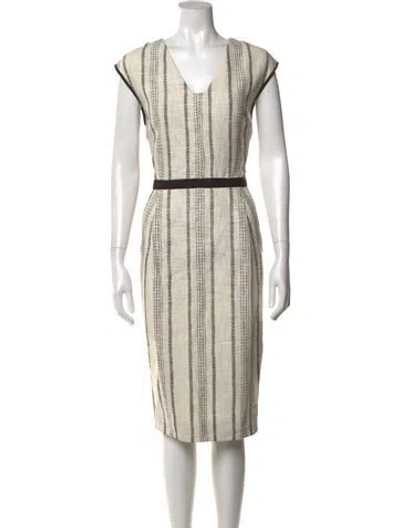 Pre-owned Zero + Maria Cornejo V-neck Midi Length Dress In Neutral
