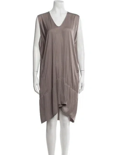 Pre-owned Zero + Maria Cornejo V-neck Midi Length Dress In Neutrals