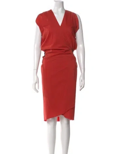 Pre-owned Zero + Maria Cornejo V-neck Midi Length Dress In Orange