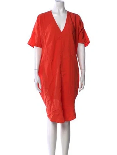 Pre-owned Zero + Maria Cornejo V-neck Midi Length Dress In Orange