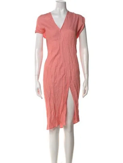 Pre-owned Zero + Maria Cornejo V-neck Midi Length Dress In Pink