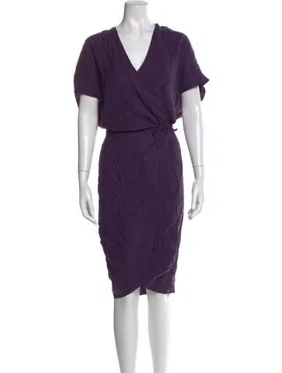 Pre-owned Zero + Maria Cornejo V-neck Midi Length Dress In Purple