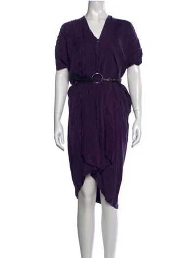 Pre-owned Zero + Maria Cornejo V-neck Midi Length Dress In Purple