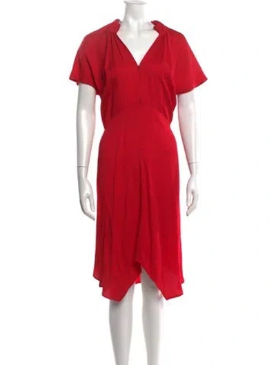 Pre-owned Zero + Maria Cornejo V-neck Midi Length Dress W/ Tags In Red