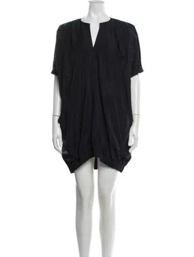 Pre-owned Zero + Maria Cornejo V-neck Mini Dress In Blue