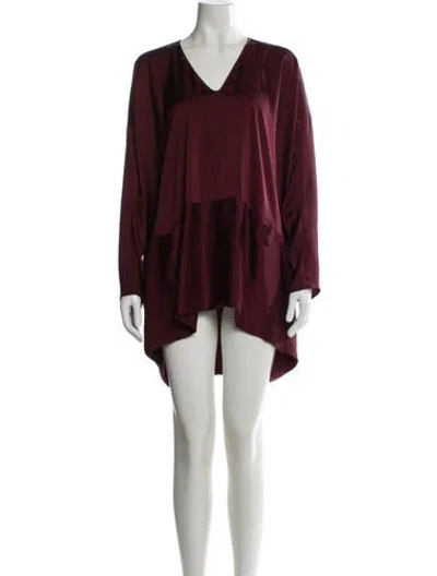 Pre-owned Zero + Maria Cornejo V-neck Mini Dress In Burgundy