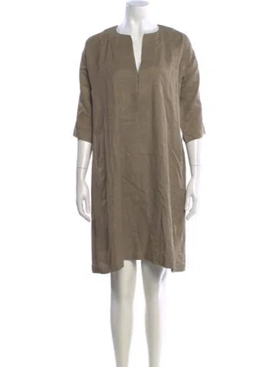 Pre-owned Zero + Maria Cornejo V-neck Mini Dress In Neutrals