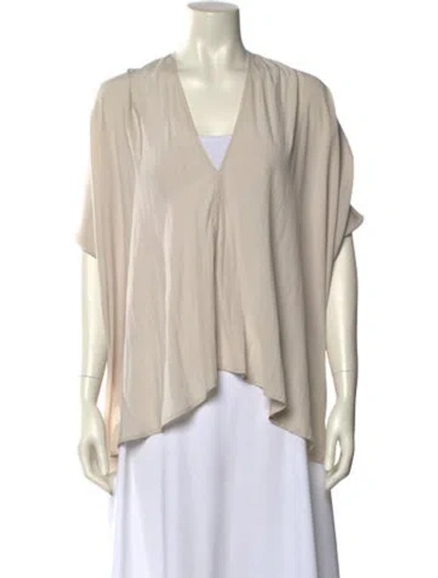 Pre-owned Zero + Maria Cornejo V-neck Short Sleeve Blouse In Neutral