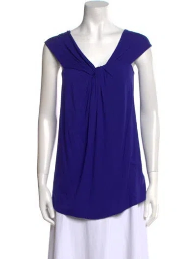 Pre-owned Zero + Maria Cornejo V-neck Short Sleeve Blouse W/ Tags In Blue