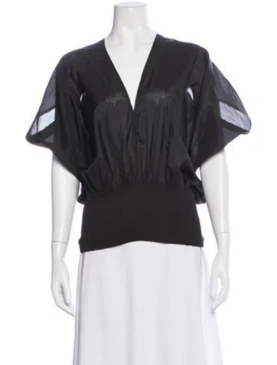 Pre-owned Zero + Maria Cornejo V-neck Short Sleeve Top In Black