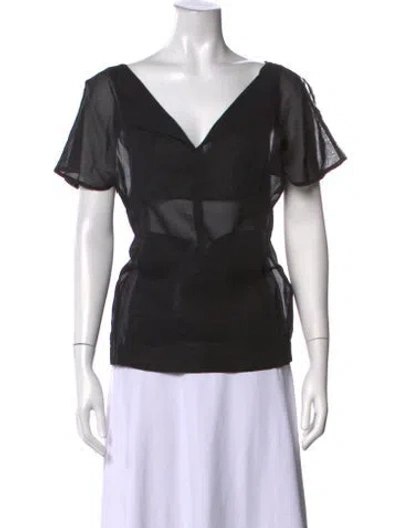 Pre-owned Zero + Maria Cornejo V-neck Short Sleeve Top In Black
