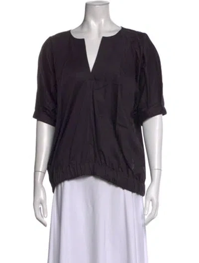 Pre-owned Zero + Maria Cornejo V-neck Short Sleeve Top In Black