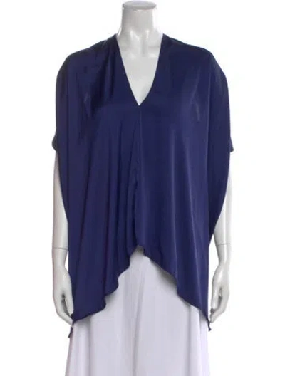 Pre-owned Zero + Maria Cornejo V-neck Short Sleeve Top In Blue