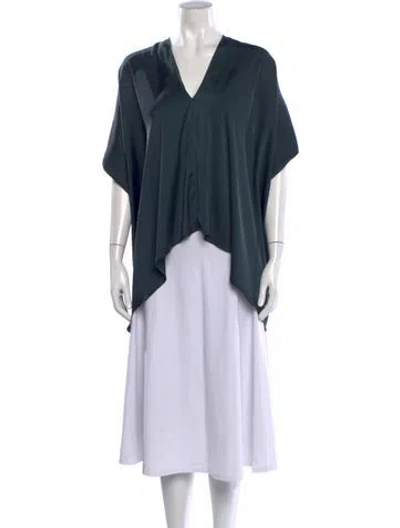 Pre-owned Zero + Maria Cornejo V-neck Short Sleeve Top In Blue