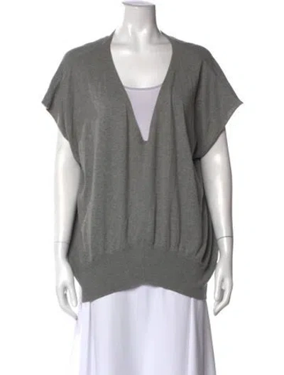 Pre-owned Zero + Maria Cornejo V-neck Short Sleeve Top In Gray