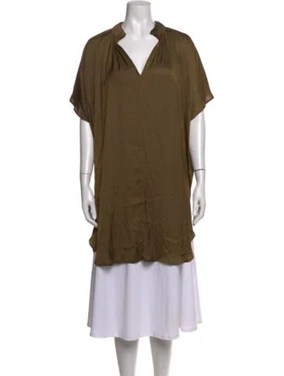Pre-owned Zero + Maria Cornejo V-neck Short Sleeve Top In Green