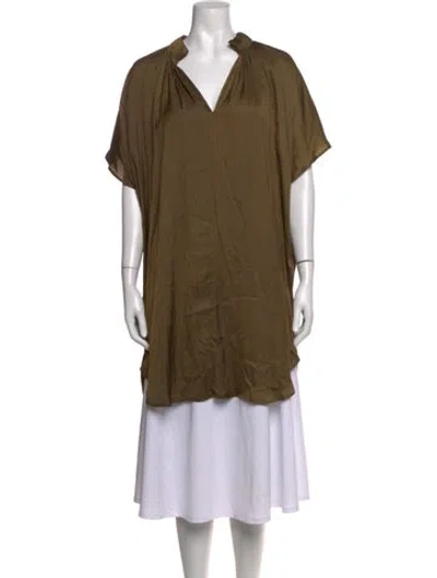 Pre-owned Zero + Maria Cornejo V-neck Short Sleeve Top In Green