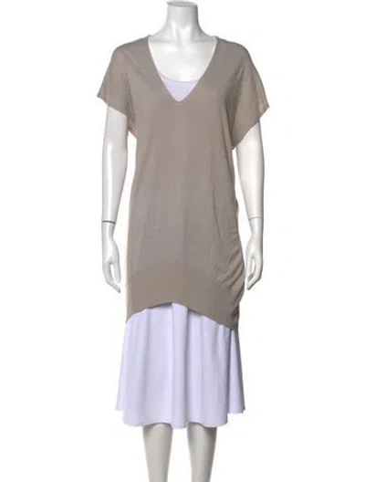 Pre-owned Zero + Maria Cornejo V-neck Short Sleeve Top In Grey