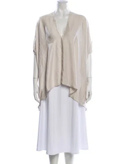 Pre-owned Zero + Maria Cornejo V-neck Short Sleeve Top In Neutral