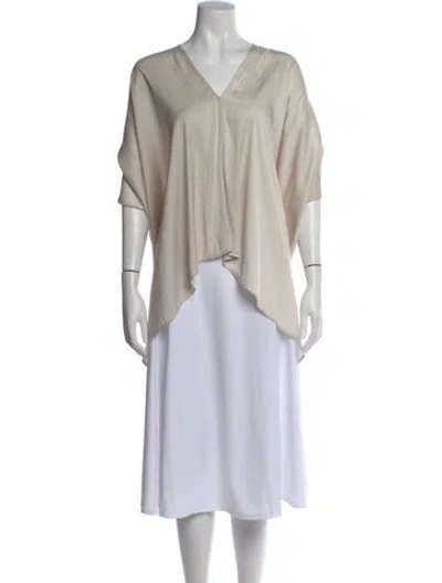 Pre-owned Zero + Maria Cornejo V-neck Short Sleeve Top In Neutral