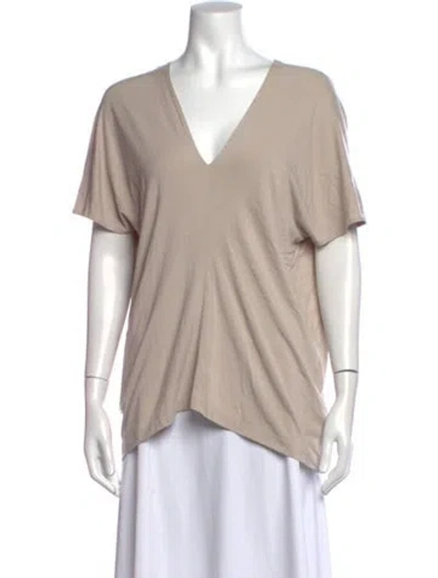 Pre-owned Zero + Maria Cornejo V-neck Short Sleeve Top In Neutrals