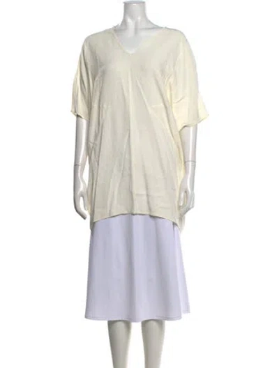 Pre-owned Zero + Maria Cornejo V-neck Short Sleeve Top In Neutrals