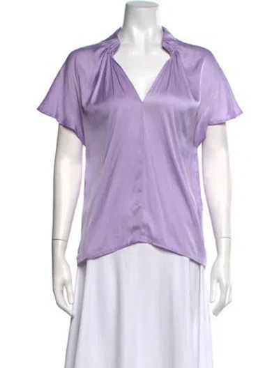 Pre-owned Zero + Maria Cornejo V-neck Short Sleeve Top In Purple