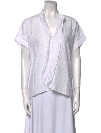 Pre-owned Zero + Maria Cornejo V-neck Short Sleeve Top In White