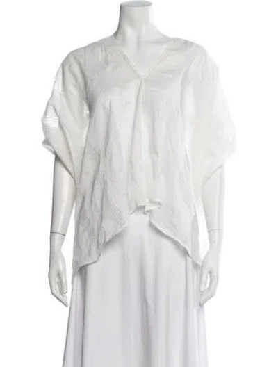 Pre-owned Zero + Maria Cornejo V-neck Short Sleeve Top In White
