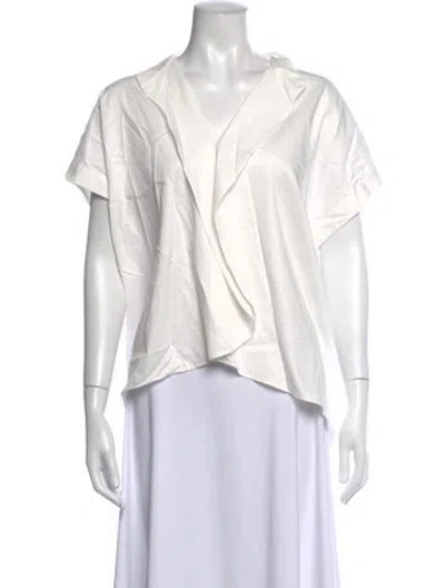 Pre-owned Zero + Maria Cornejo V-neck Short Sleeve Top In White
