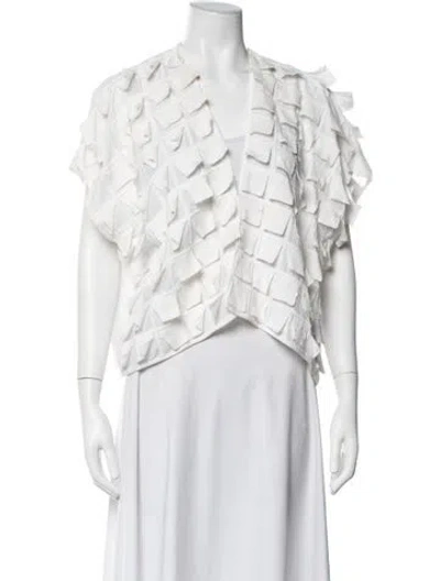 Pre-owned Zero + Maria Cornejo V-neck Short Sleeve Top In White
